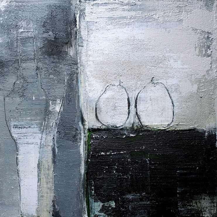 JULIANE SOMMER | Still life with apple and pear | 50 x 50 cm