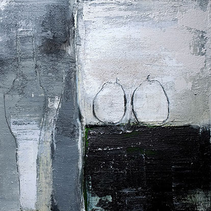 JULIANE SOMMER | Still life with apple and pear | 50 x 50 cm